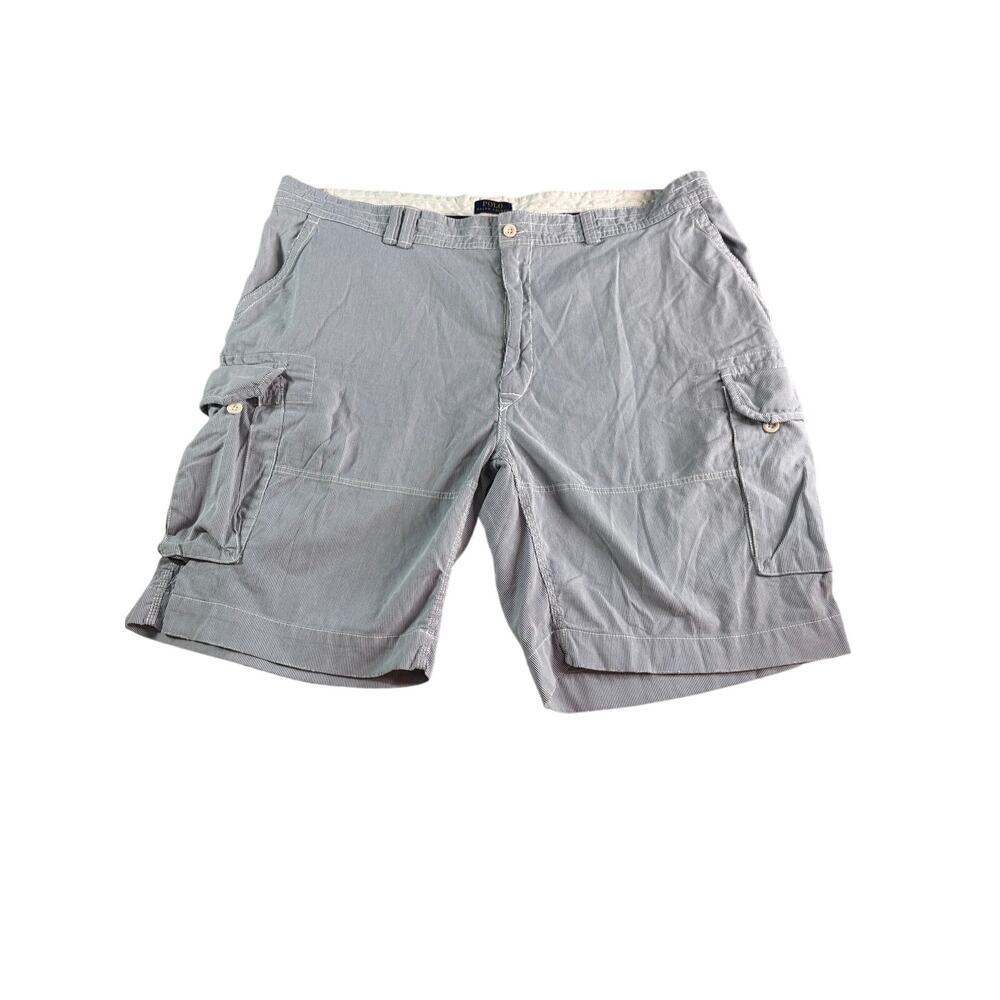Polo Ralph Lauren Classic Cargo Shorts Blue Stripe Big 48B Cotton Big Men's